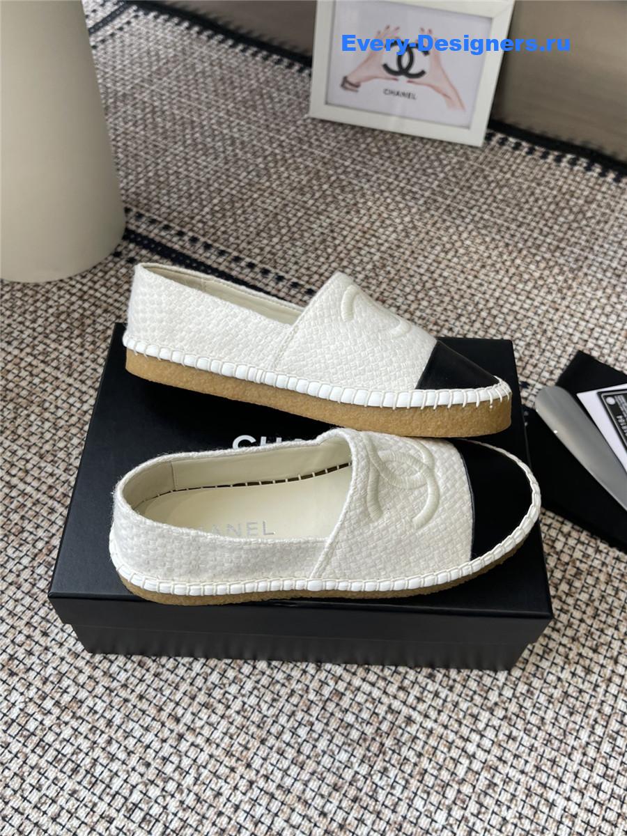Ch**el white lambskin espadrilles flats