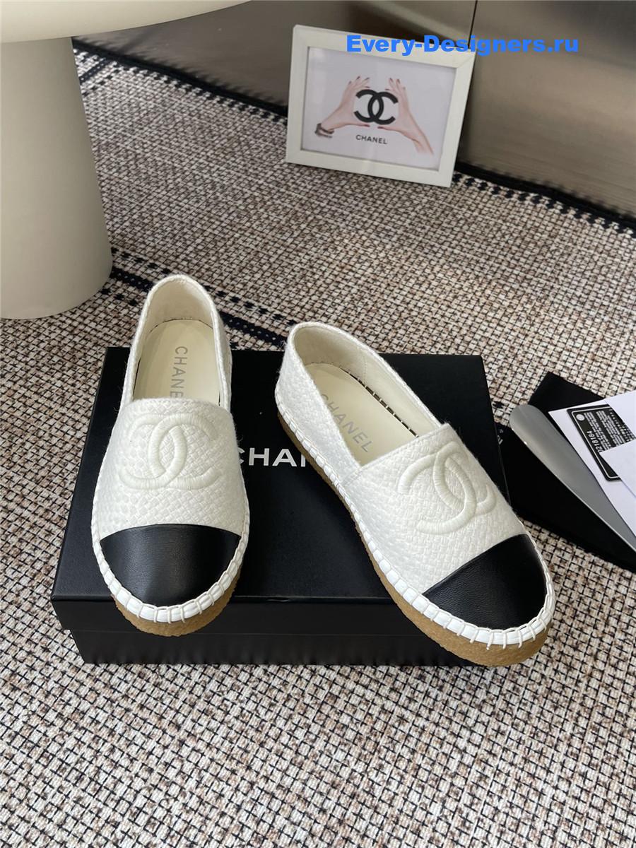 Ch**el white lambskin espadrilles flats