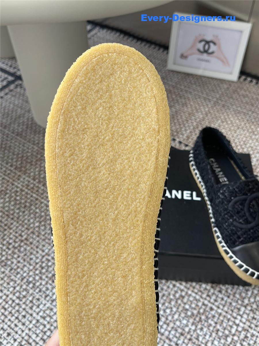 Ch**el black lambskin espadrilles flats