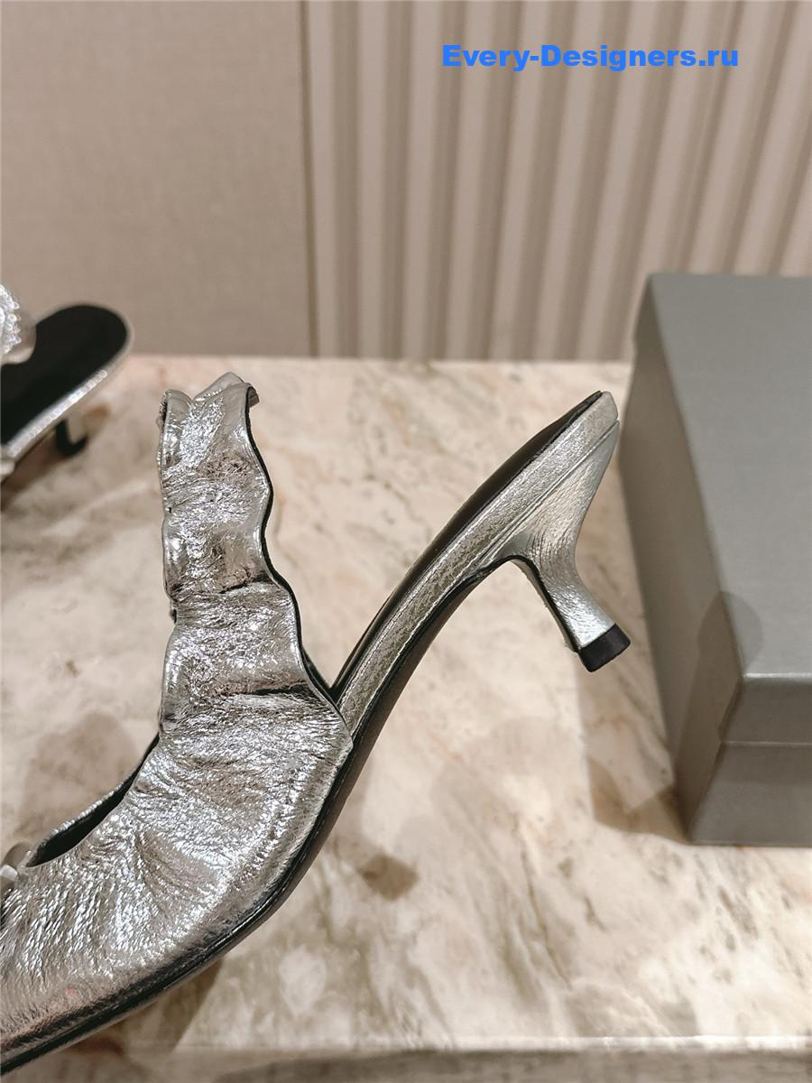 Ba1en*iaga monaco 50mm silver slingback