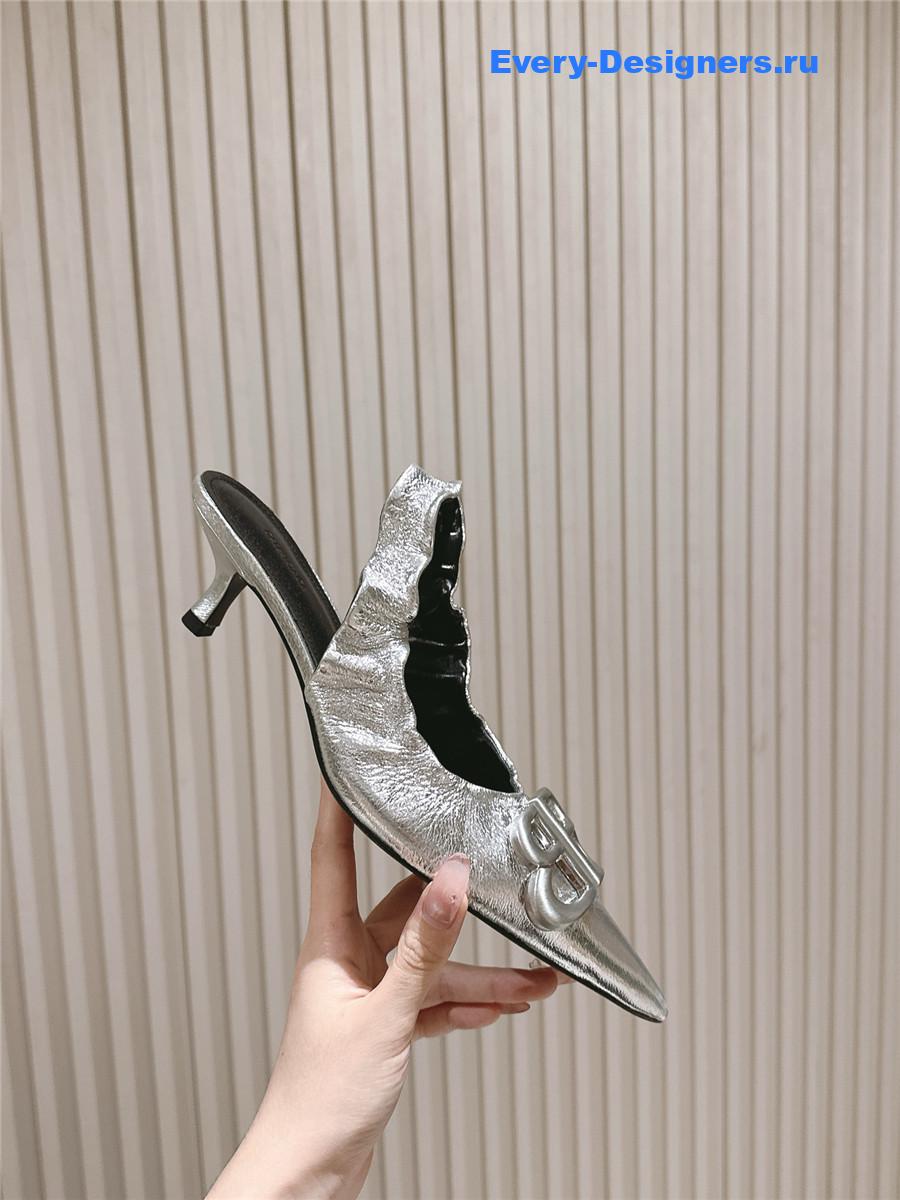 Ba1en*iaga monaco 50mm silver slingback