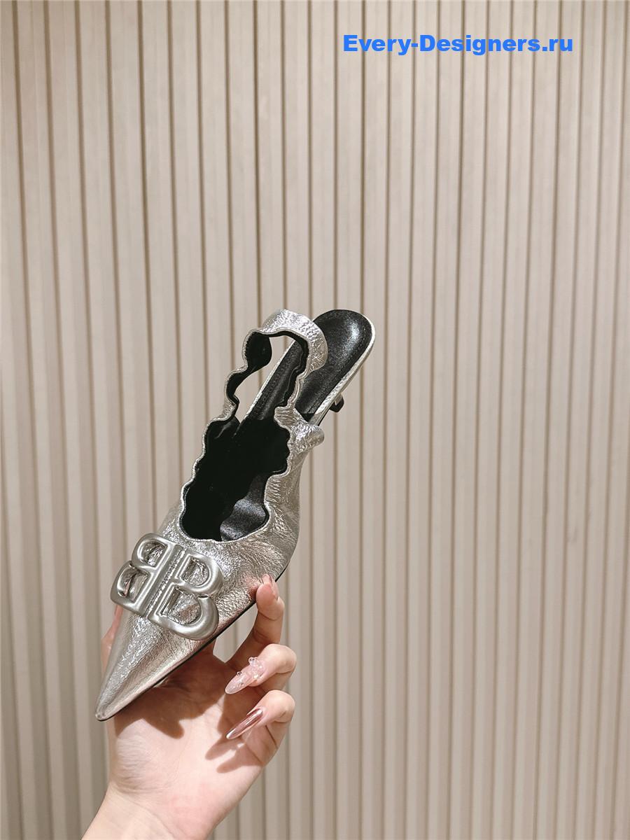 Ba1en*iaga monaco 50mm silver slingback