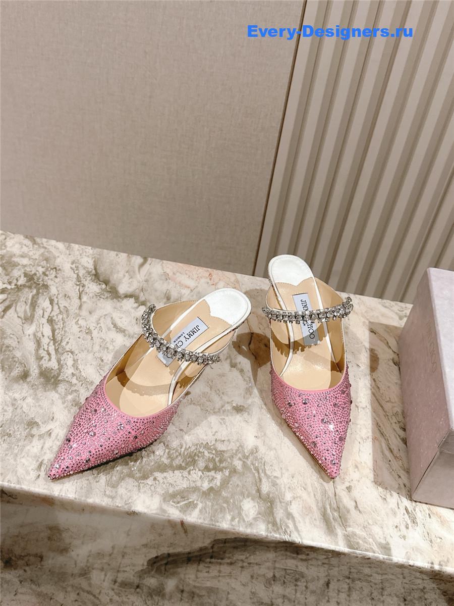 J1m*y Ch00 bing 65 pink glitter mules