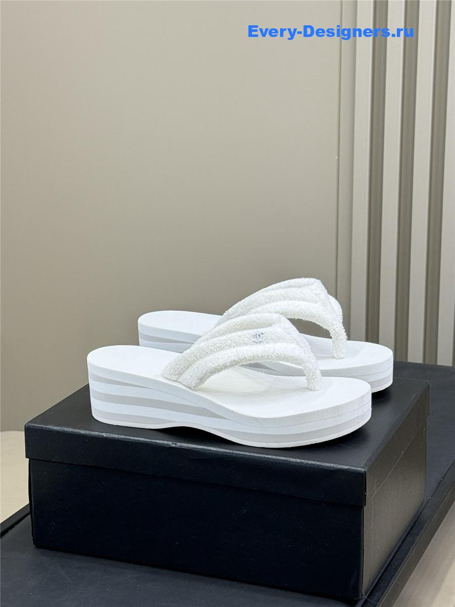 Ch**el white high-top flip flops