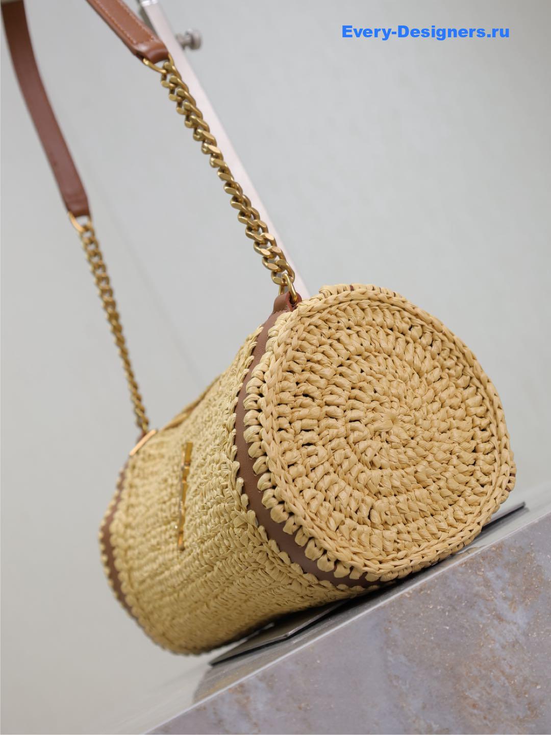 Sa1nt Lau*nt sade raffia shoulder bag