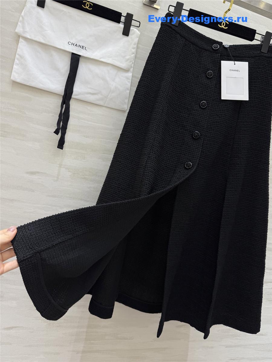 Ch**el black waffle jacquard skirt