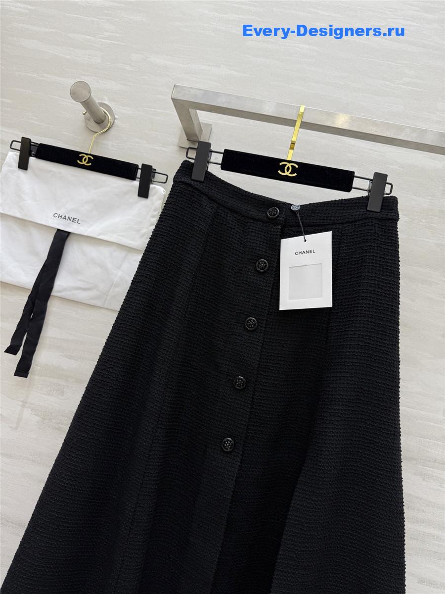 Ch**el black waffle jacquard skirt