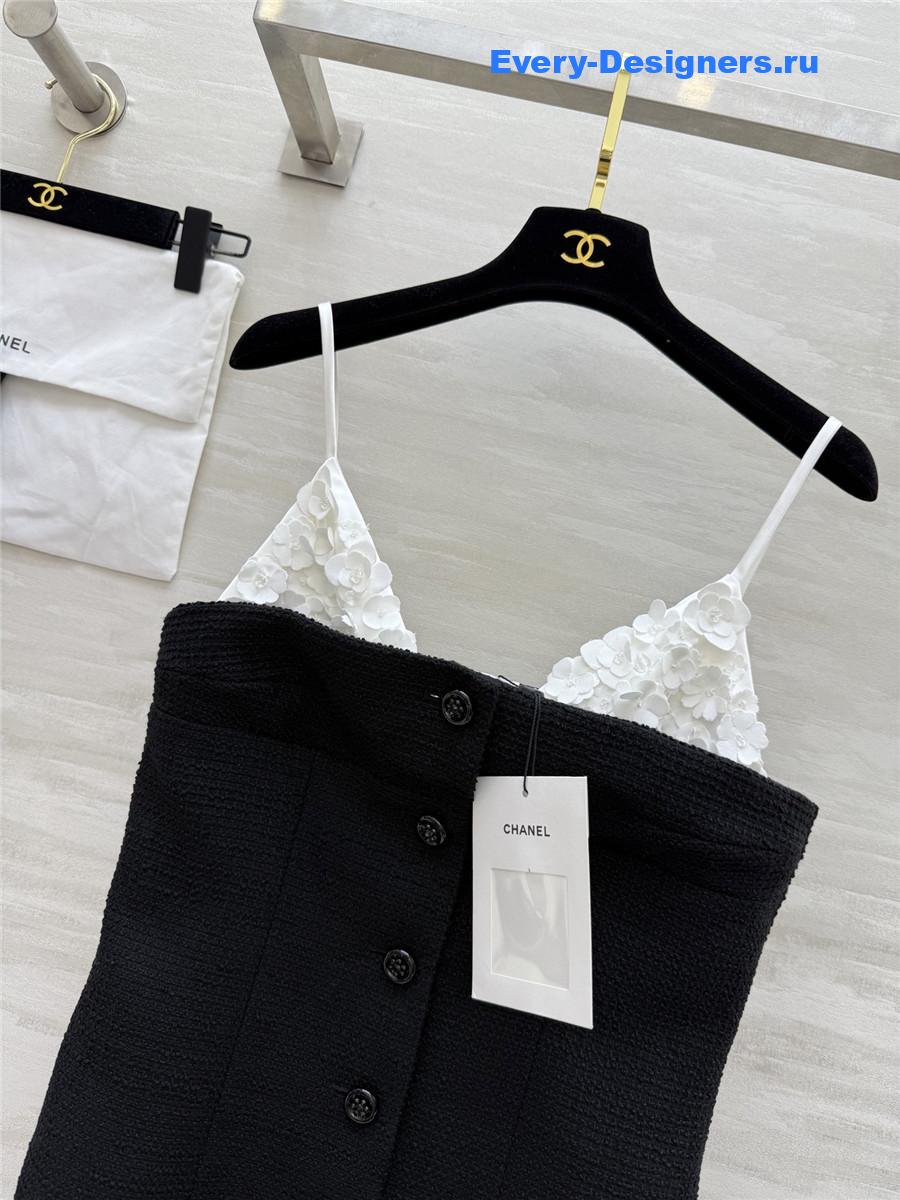 Ch**el black embroidered waffle top