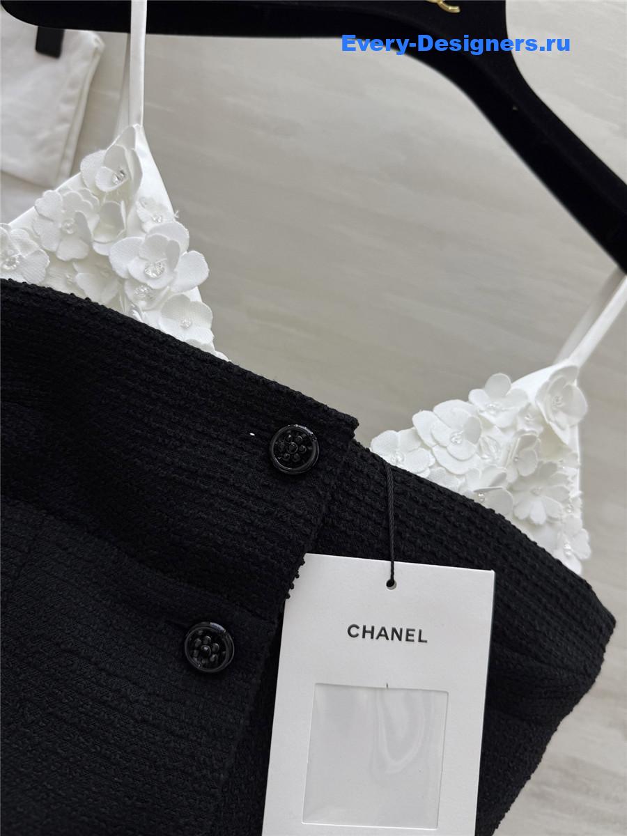 Ch**el black embroidered waffle top