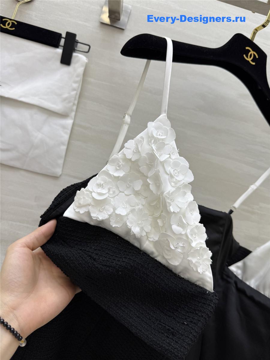 Ch**el black embroidered waffle top