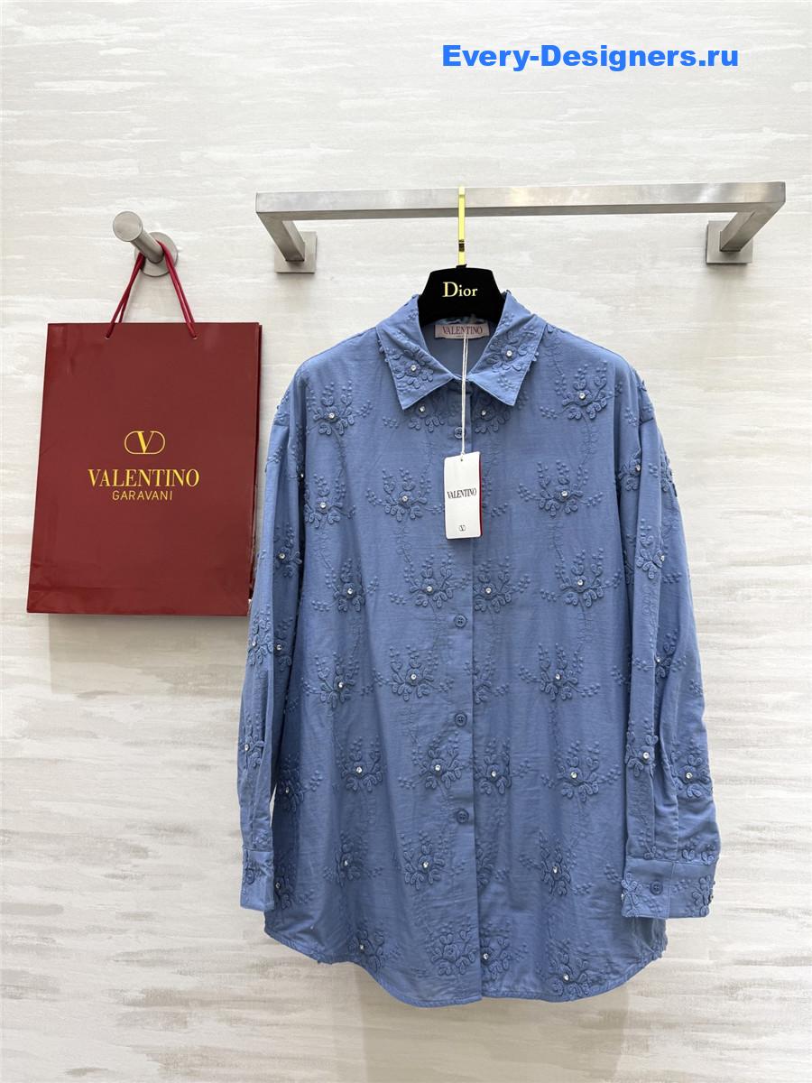 Va1e*ntin0 light blue textured shirt