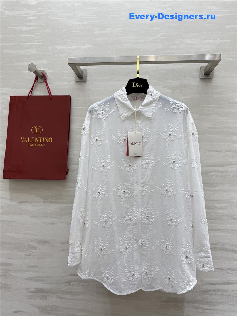 Va1e*ntin0 white textured-weave shirt