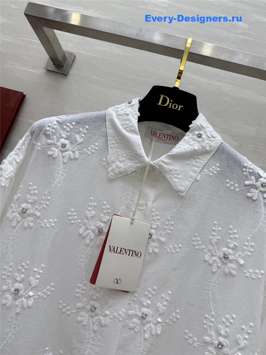 Va1e*ntin0 white textured-weave shirt