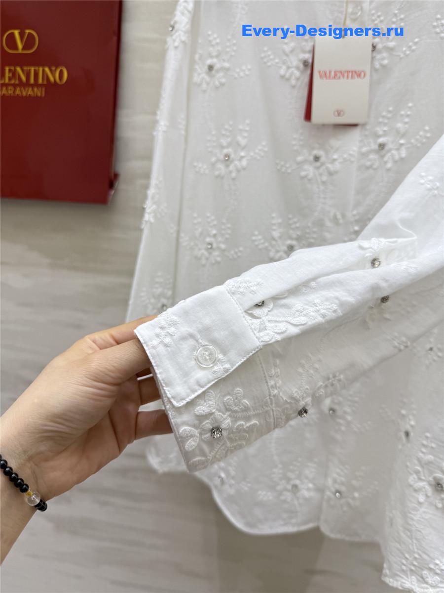 Va1e*ntin0 white textured-weave shirt