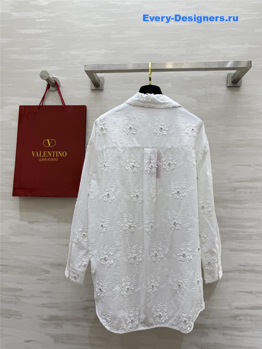Va1e*ntin0 white textured-weave shirt