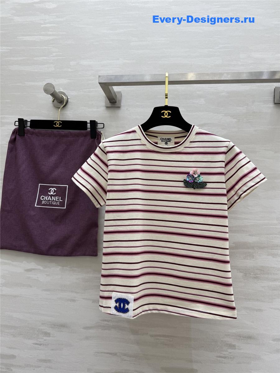 Ch**el pink beaded floral tee