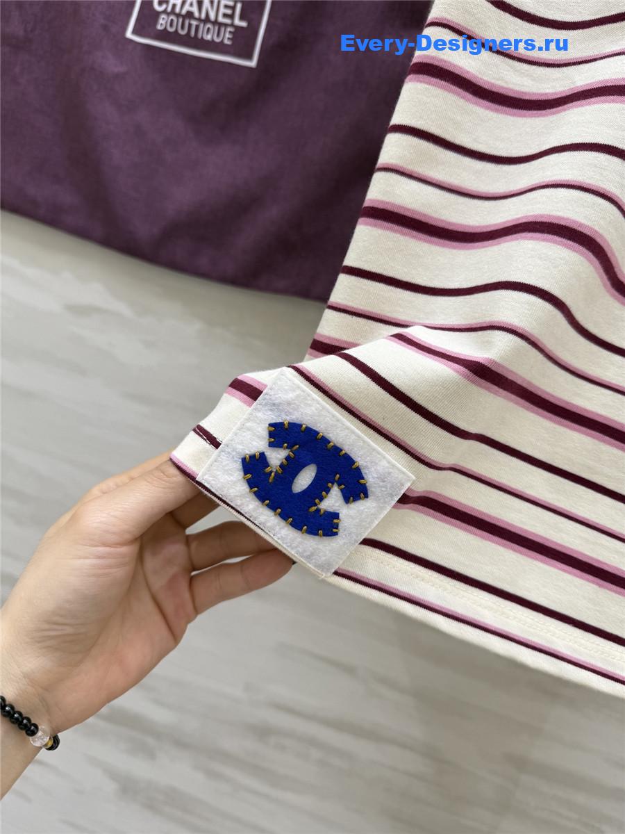 Ch**el pink beaded floral tee