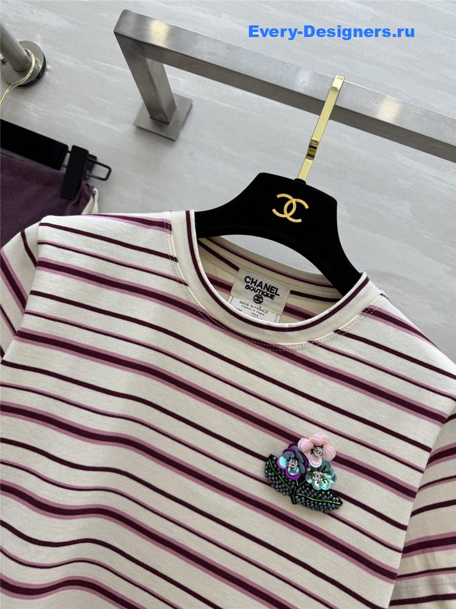 Ch**el pink beaded floral tee