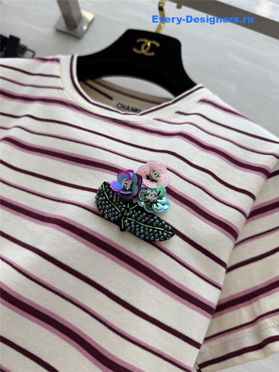 Ch**el pink beaded floral tee