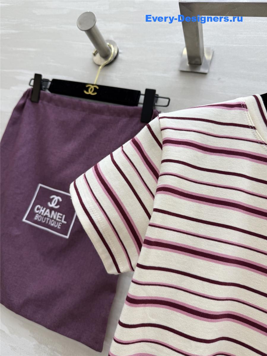 Ch**el pink beaded floral tee