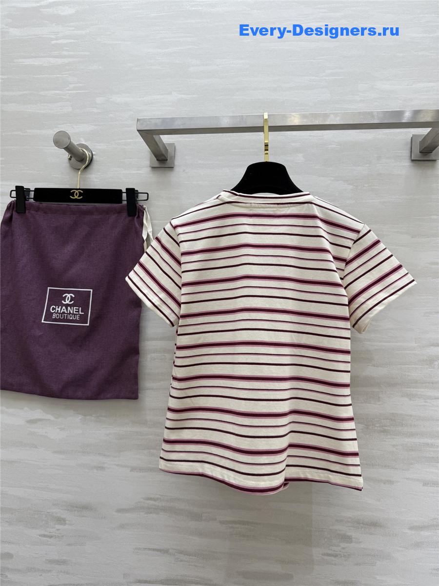 Ch**el pink beaded floral tee