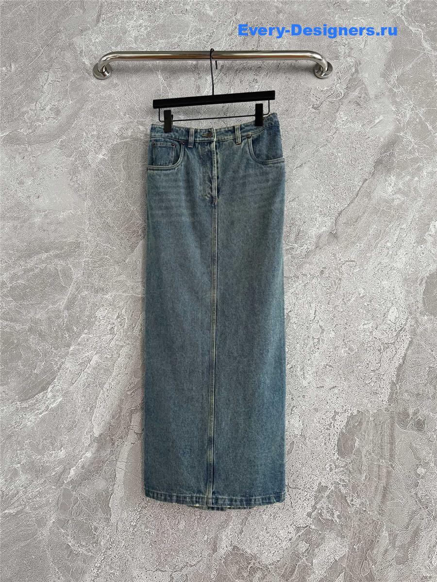 Pra*a light blue long denim skirt