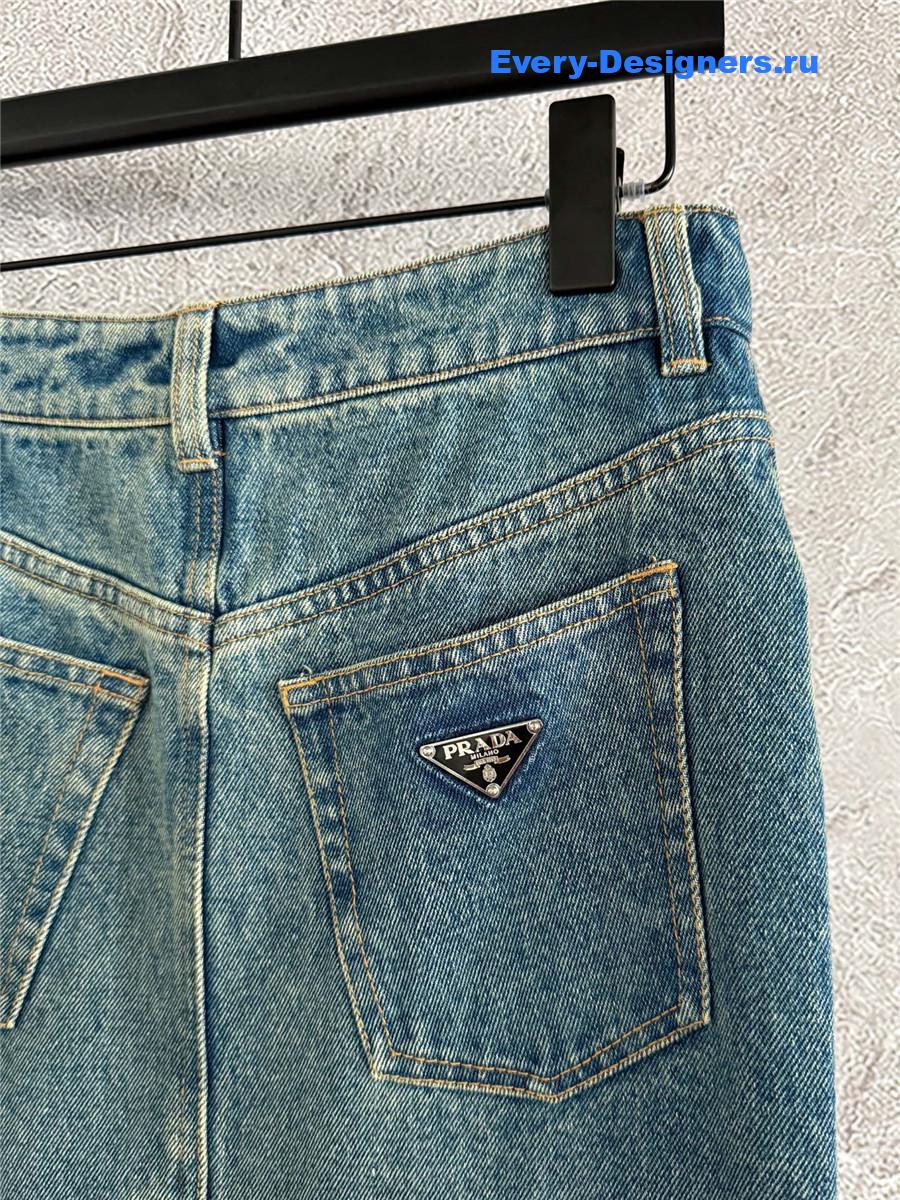 Pra*a light blue long denim skirt