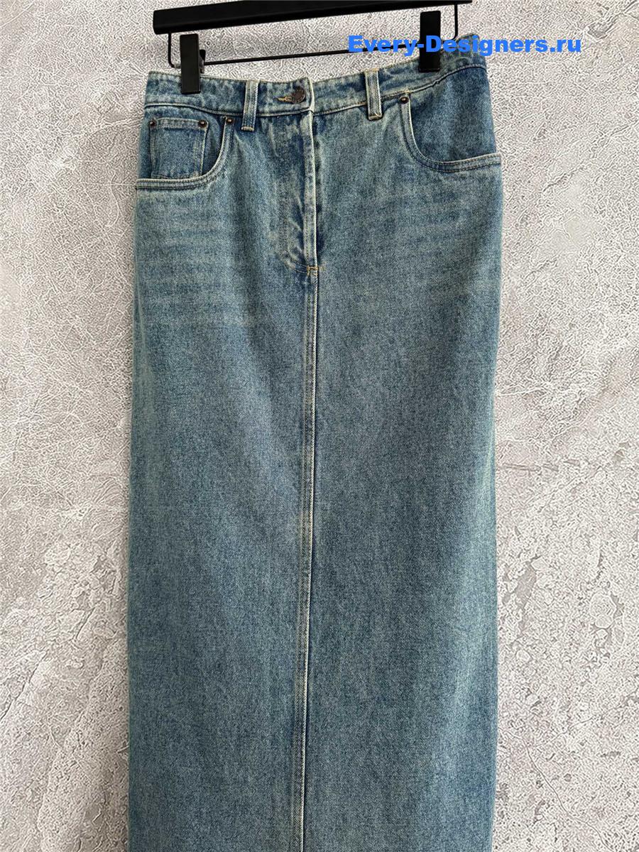 Pra*a light blue long denim skirt