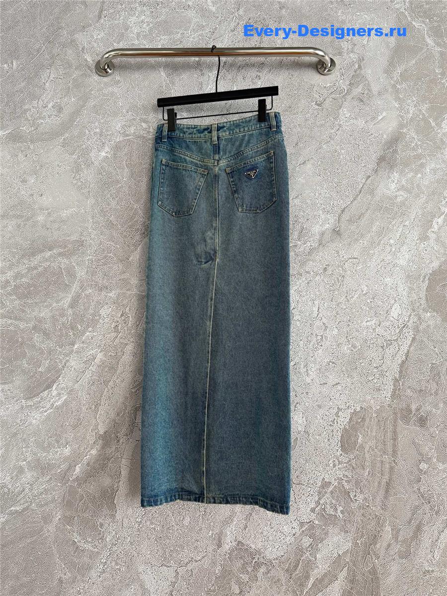 Pra*a light blue long denim skirt