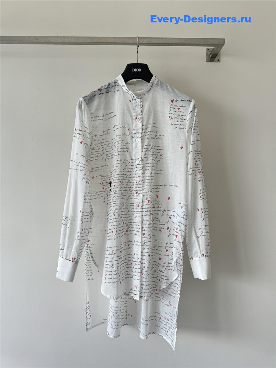 D10r white letter print lapel shirt