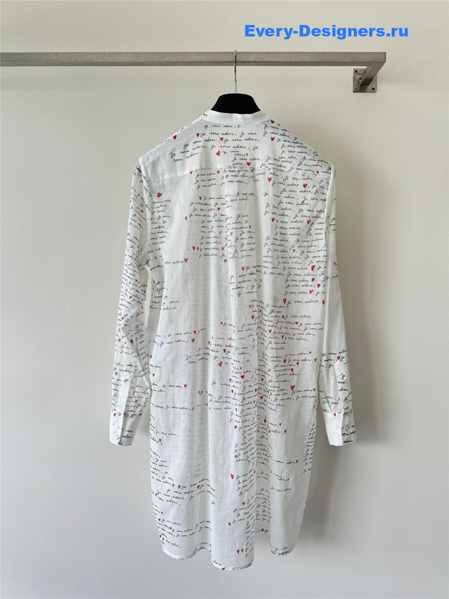 D10r white letter print lapel shirt