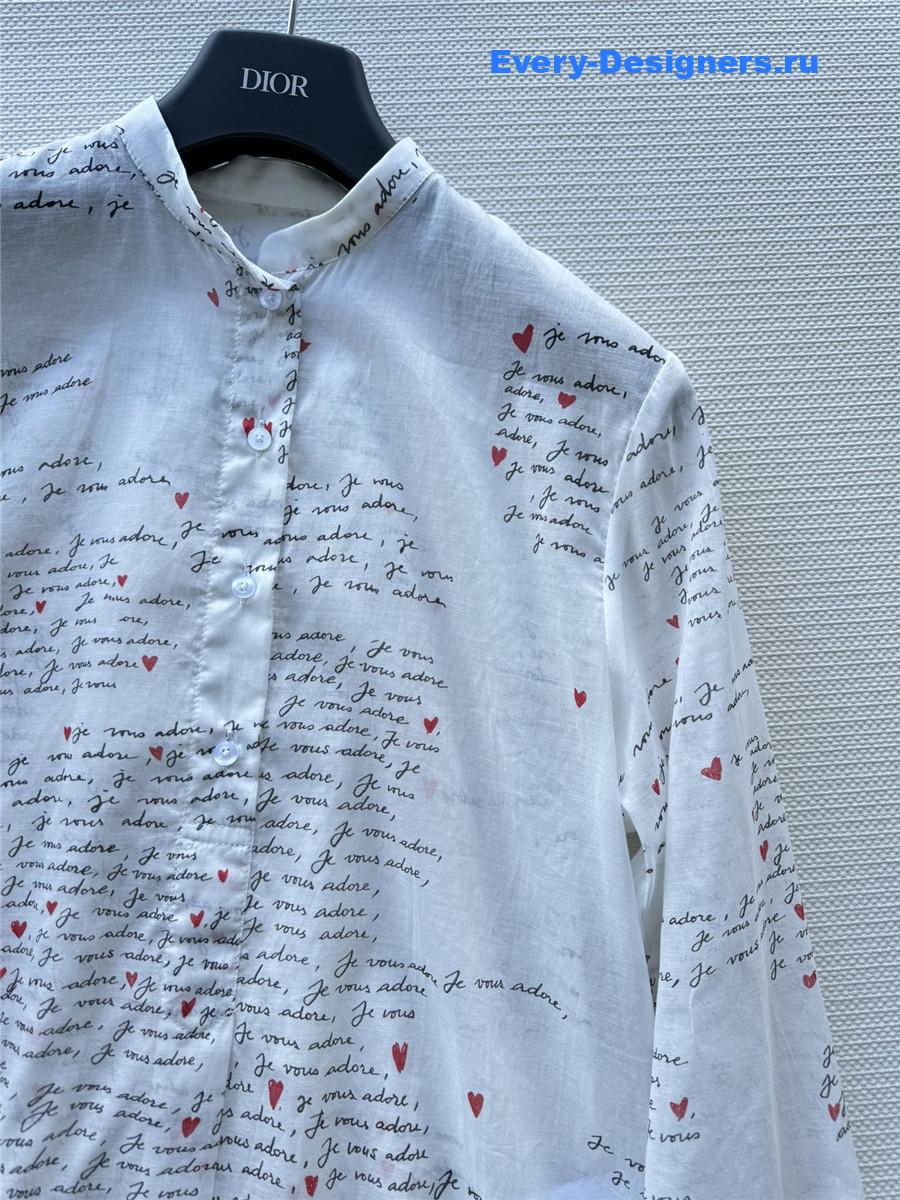 D10r white letter print lapel shirt