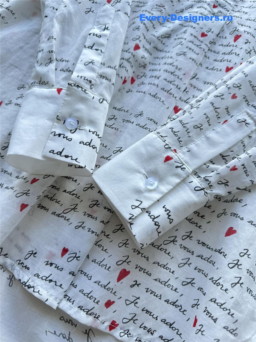 D10r white letter print lapel shirt