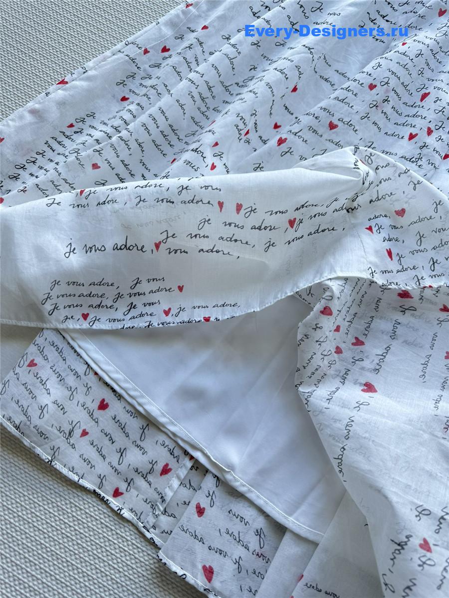 D10r white letter print lapel skirt