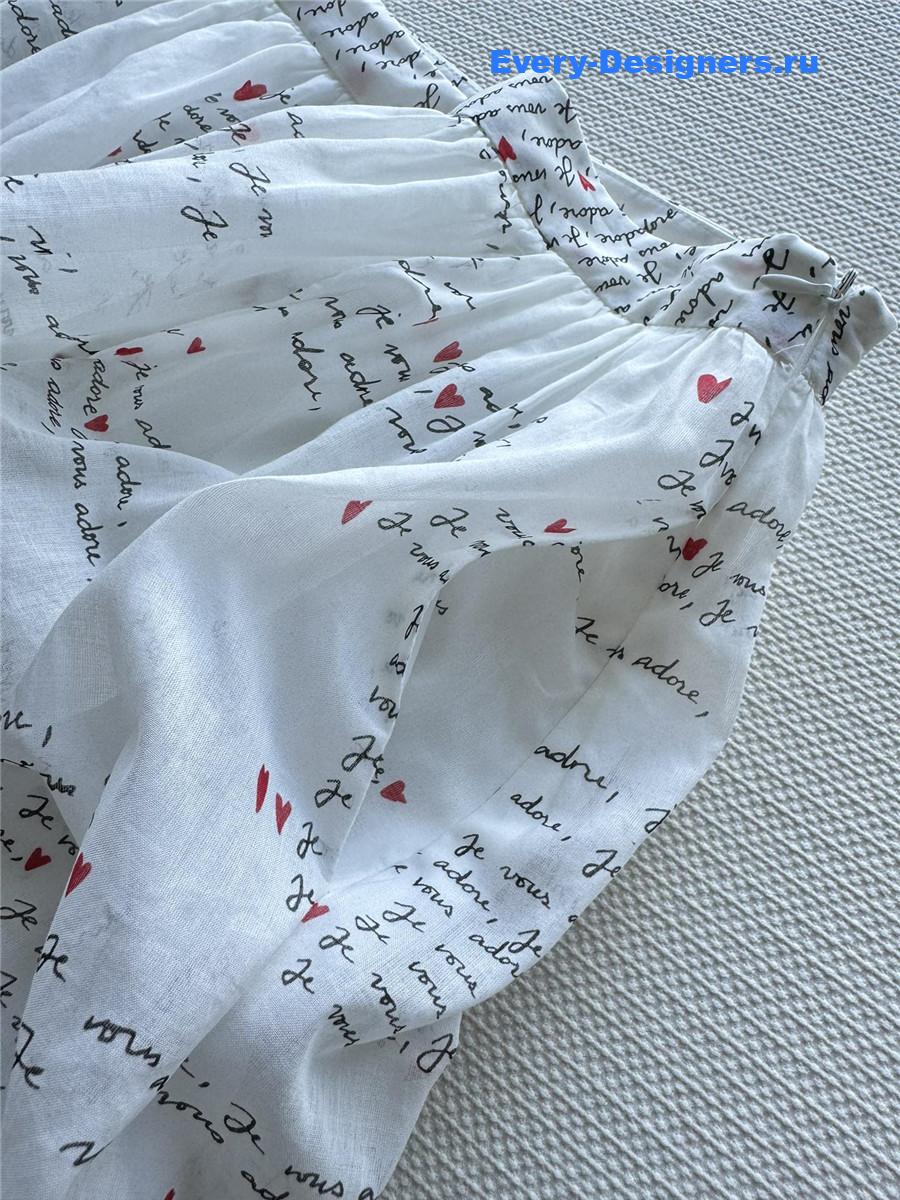 D10r white letter print lapel skirt