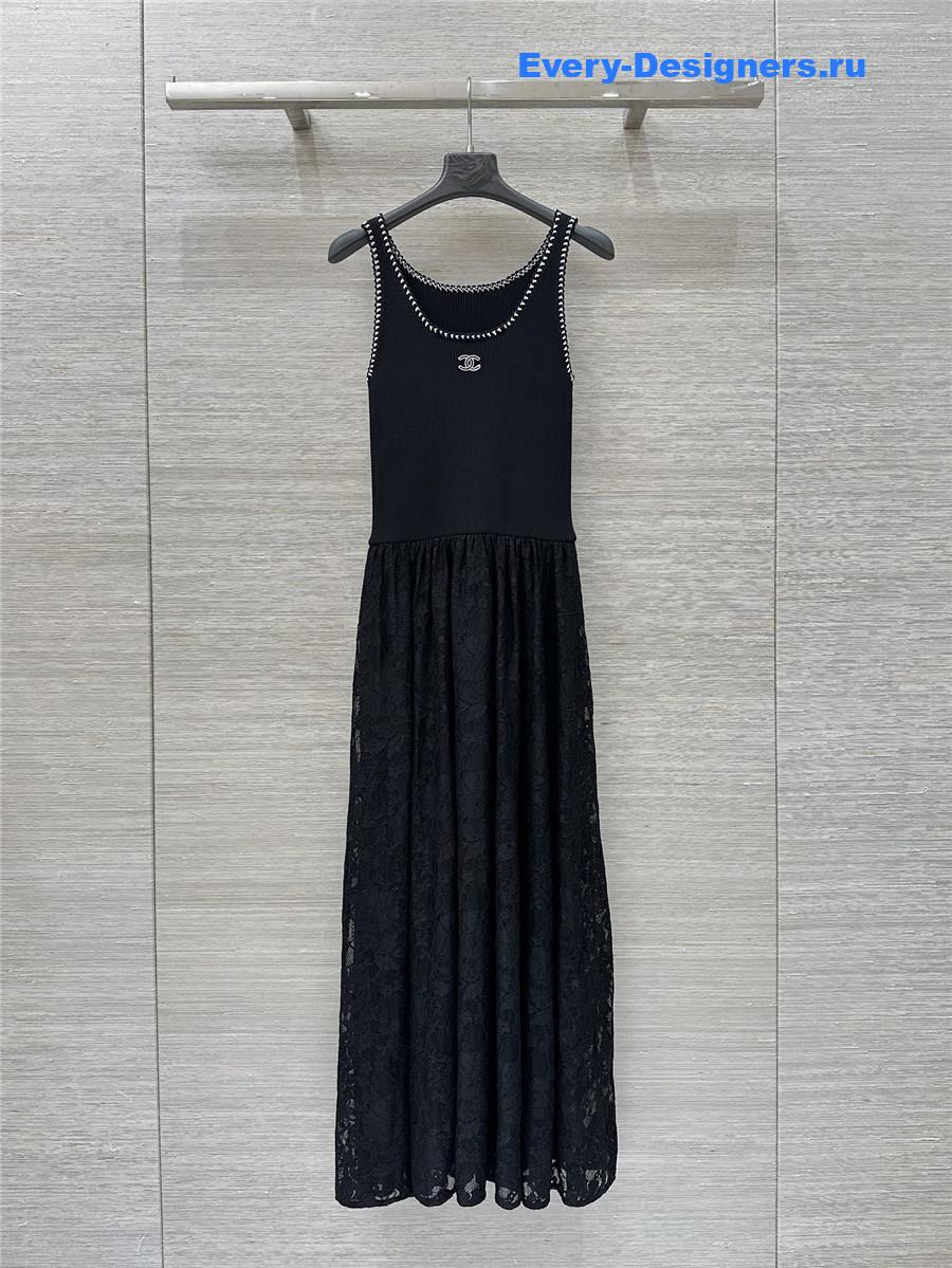 Ch**el black knitted lace dress