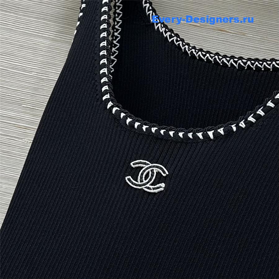 Ch**el black knitted lace dress