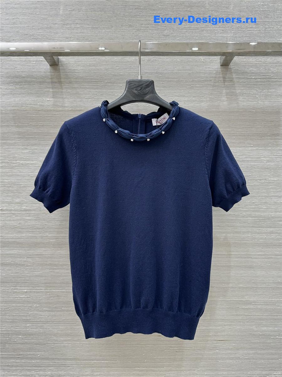 Va1e*ntin0 blue cotton wool top