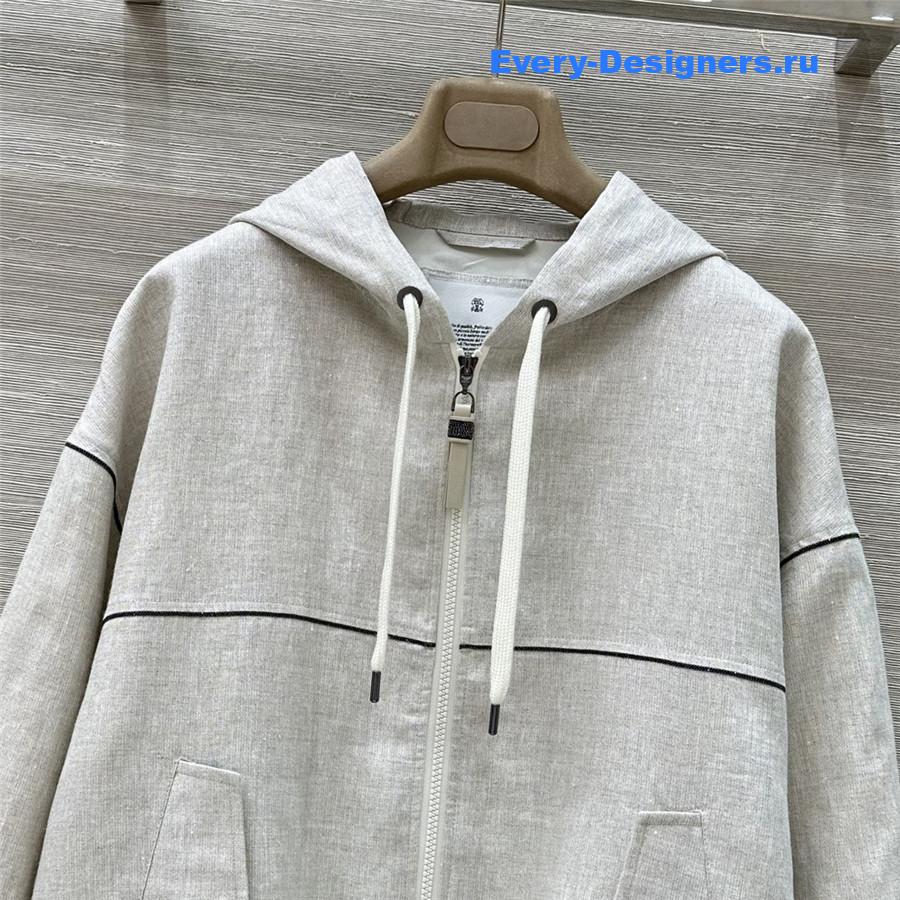 BC Beige Gold Linen Hooded Jacket