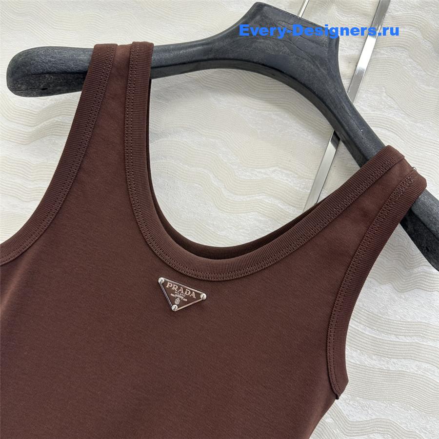 Pra*a ribbed-knit tank top brown