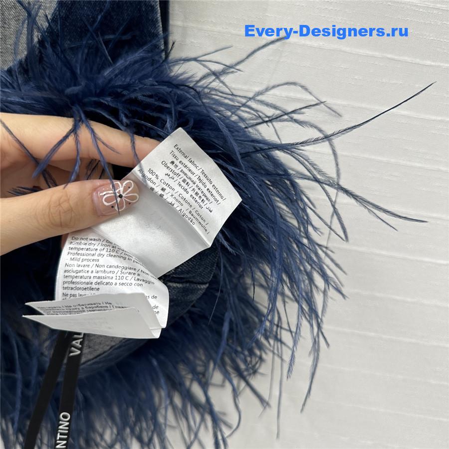 Va1e*ntin0 garavani feather-trim denim crop top