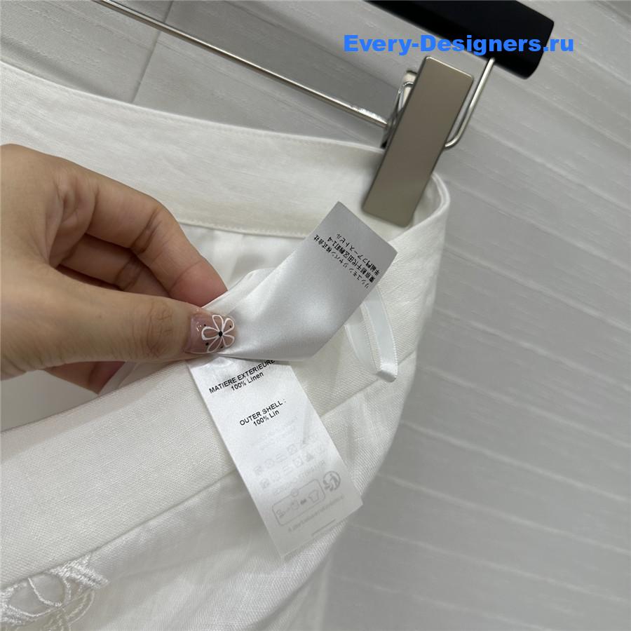 chloe white hollow embroidered linen skirt