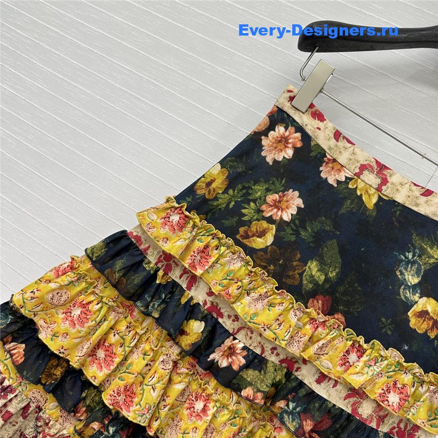 Va1e*ntin0 multicolor ruffled midi skirt