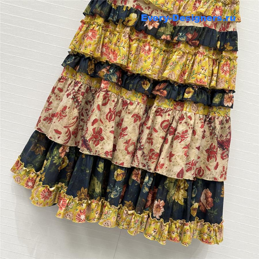 Va1e*ntin0 multicolor ruffled midi skirt