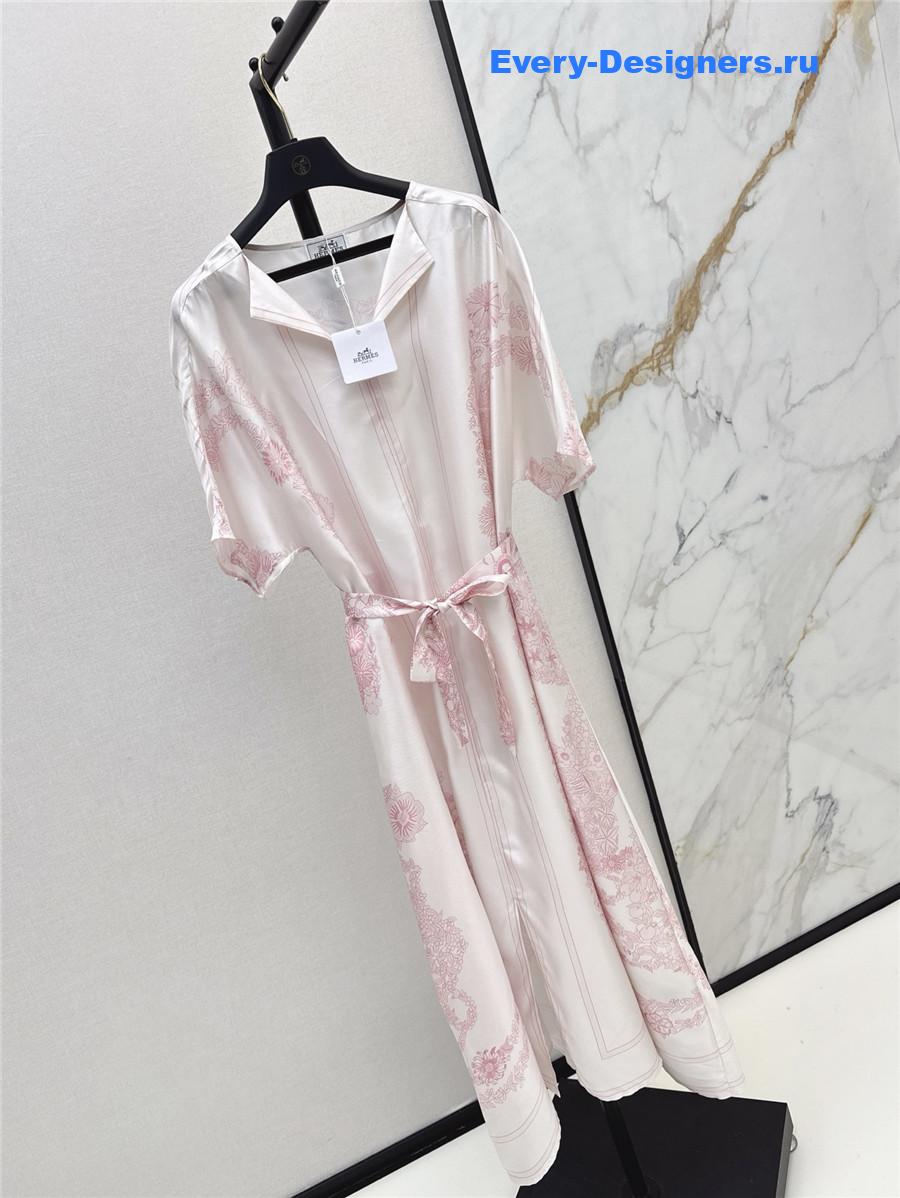 H**me5 pink silk slit dress