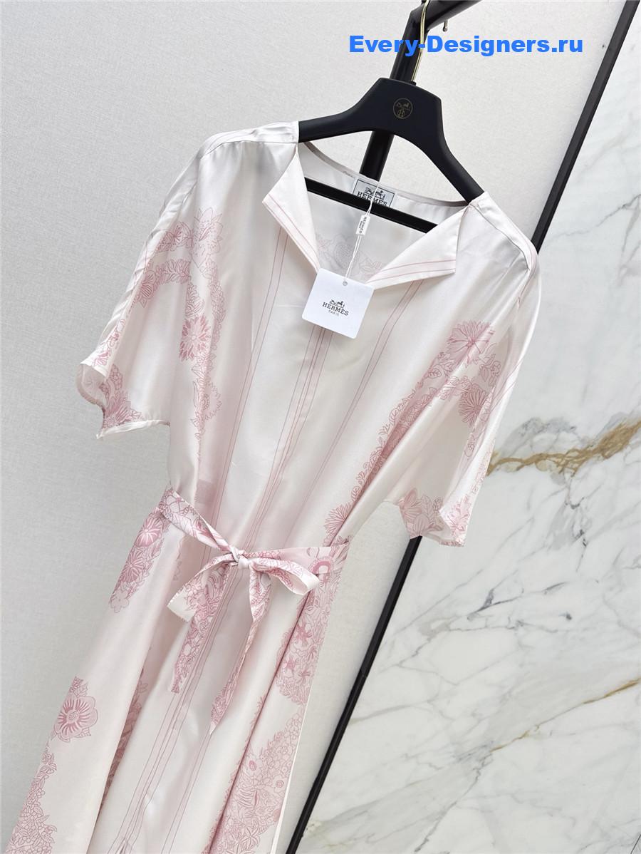 H**me5 pink silk slit dress