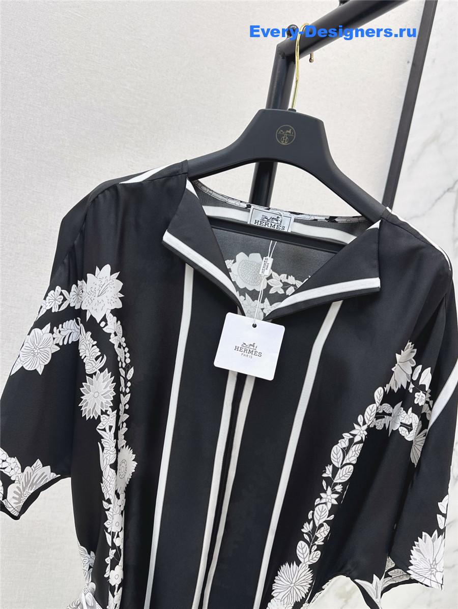 H**me5 black silk slit dress