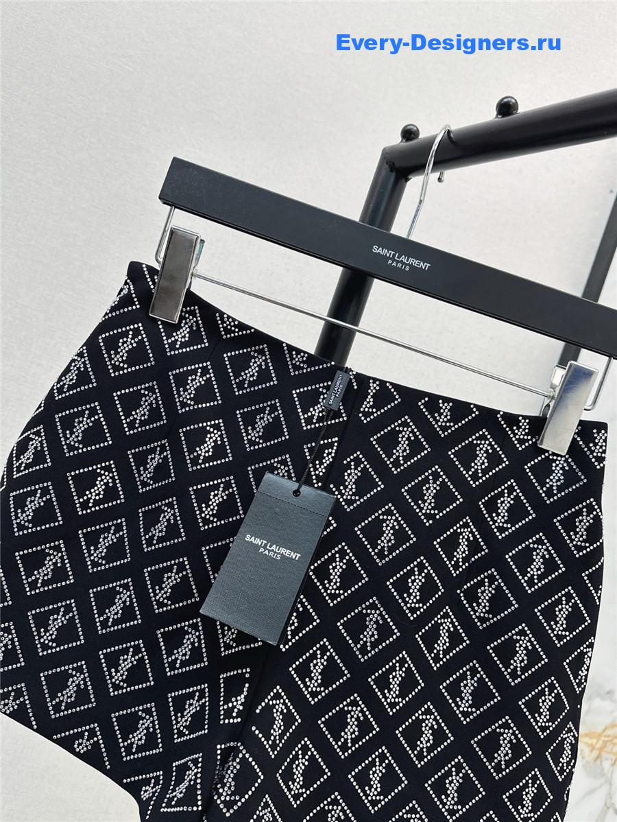 Sa1nt Lau*nt rhinestone logo shorts