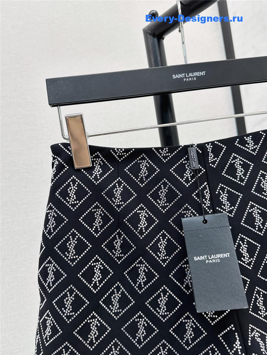 Sa1nt Lau*nt rhinestone logo shorts