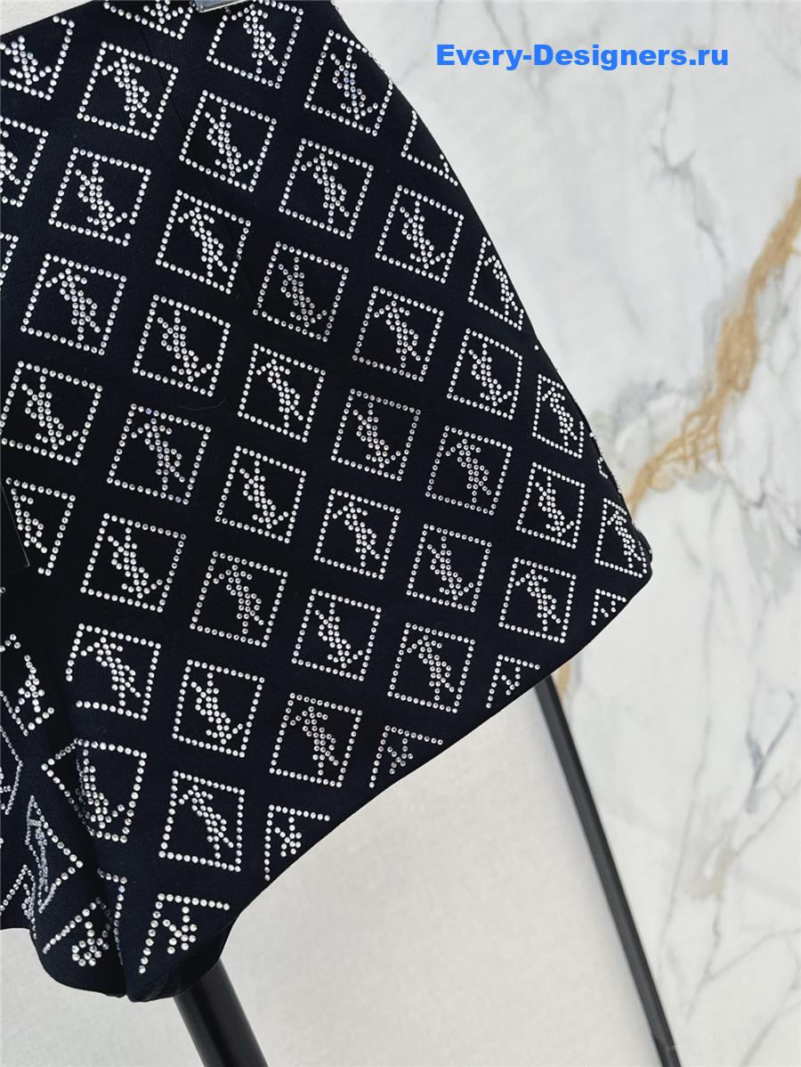 Sa1nt Lau*nt rhinestone logo shorts